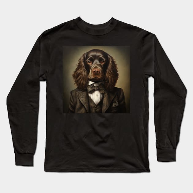 Boykin Spaniel Dog in Suit Long Sleeve T-Shirt by Merchgard